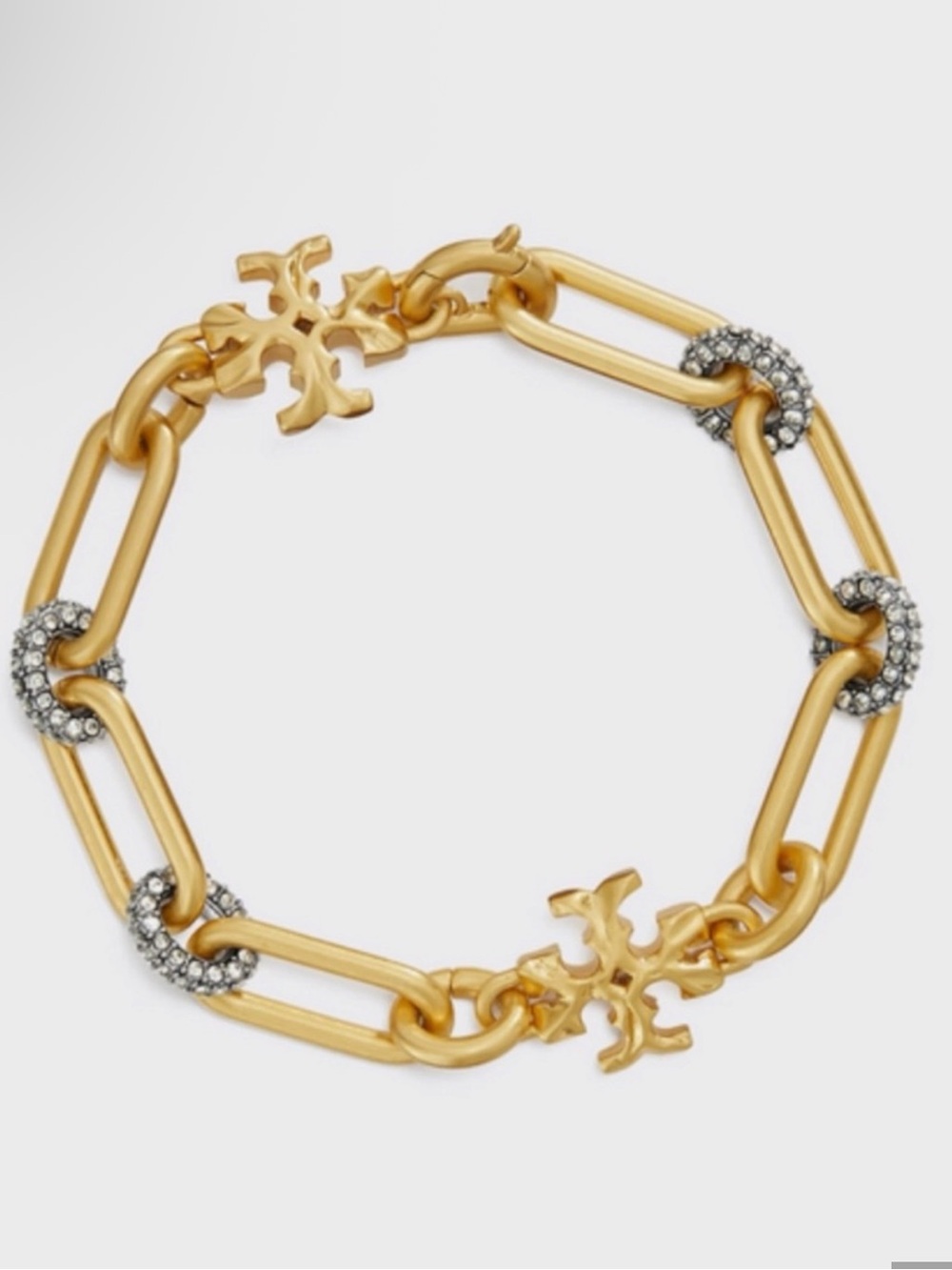 Tory Burch Gold-tone Pave Diamond Kira Link Charm Bracelet NEW $149